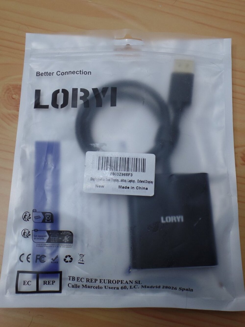 LORYI DisplayPort to Dual HDMI MST Splitter Adapter 4K 60Hz -New Open Package